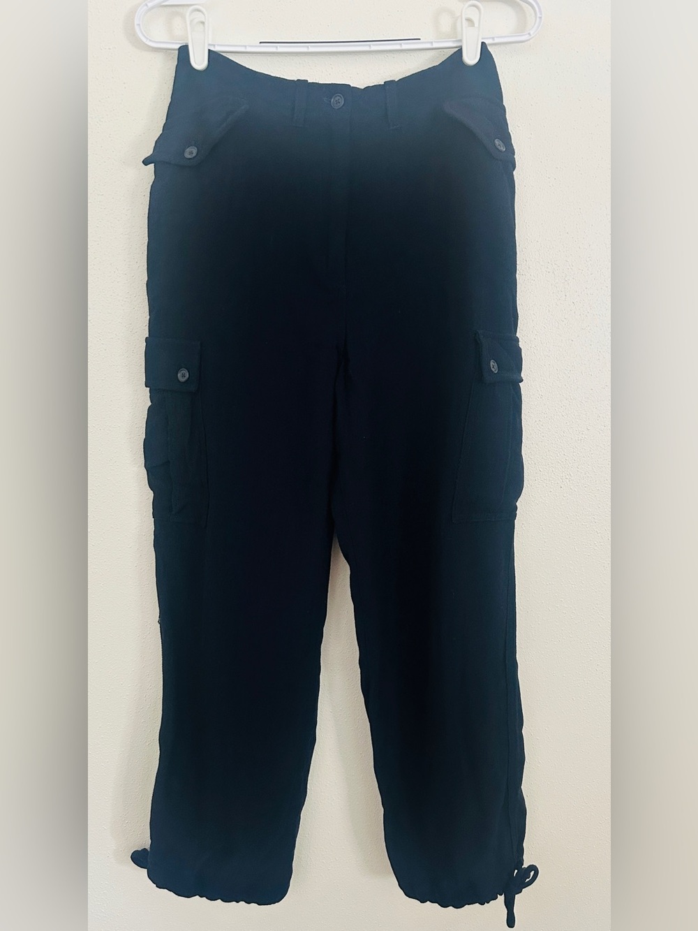 Lauren Ralph Lauren Worsted Wool Cargo Pants Navy Blue Tie Ankle Size 0